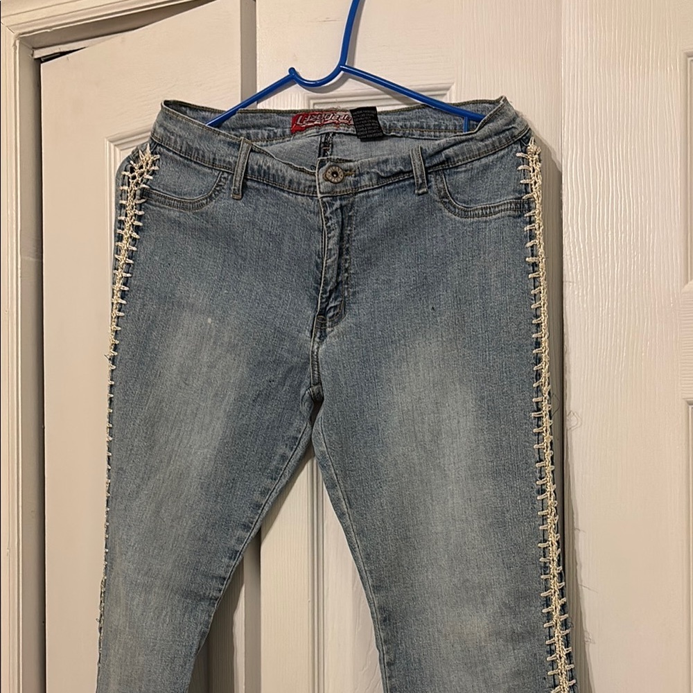 LAZER JEANS Blue Jeans with CROCHET SIDES